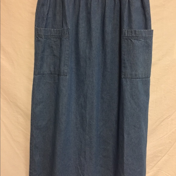 SOLD 🌻 FADS denim jumper dress / pockets - Picture 4 of 7